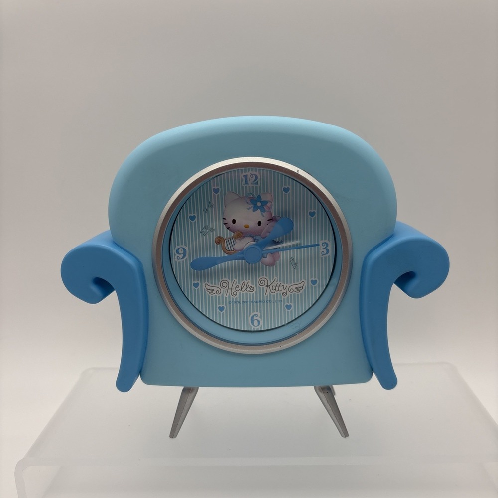 VTG Sanrio Hello Kitty Blue Angel 2001 Couch Collectible Mini Alarm Clock Rare